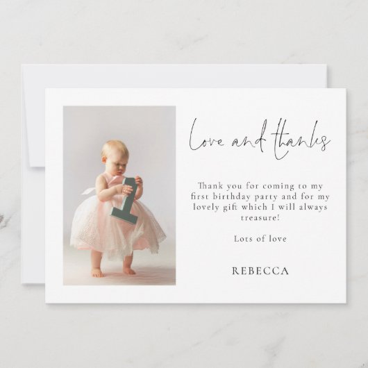ミニマリスト2写真1st誕生日の愛と感謝してい カード (正面)