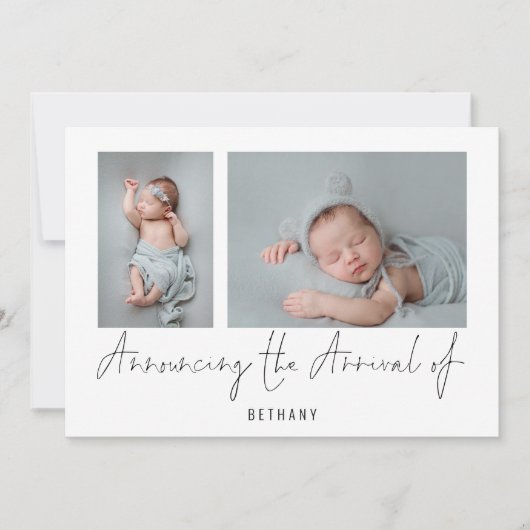 ミニマリスト2到着通知誕生 案内状 (正面)