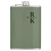 ミニマリスト2文字ブラックモノグラム緑 フラスク (正面)