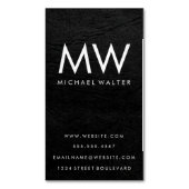 ミニマリスト2文字モノグラムフェイクレザー マグネット名刺 (正面縦)