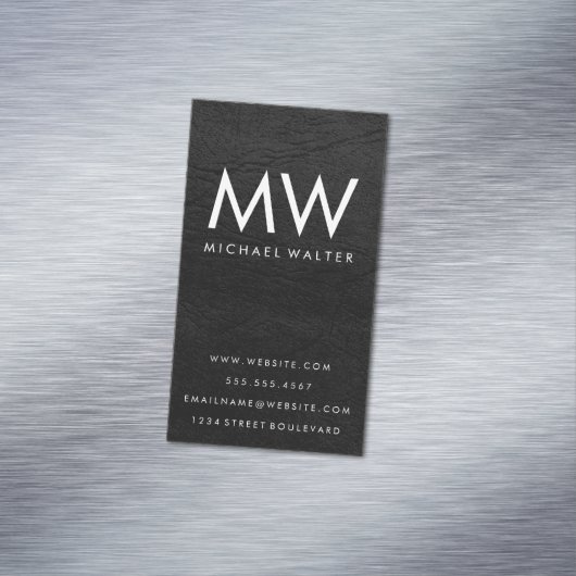 ミニマリスト2文字モノグラムフェイクレザー マグネット名刺 (インサイチュ)