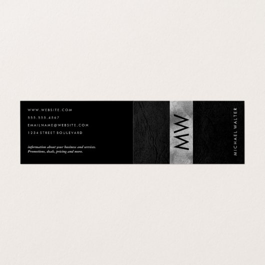 ミニマリスト2文字モノグラムレザーフェイクラックス 名刺 (外部フラット)
