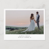 ミニマリスト2枚の写真とカリグラフィー結婚式お礼カード ポストカード (正面)