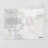 ミニマリスト2枚の写真とカリグラフィー結婚式のお礼カード ポストカード (裏面)