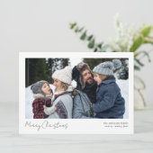 ミニマリスト2枚の写真とカリグラフィー メリークリスマス シーズンカード (スタンド正面)