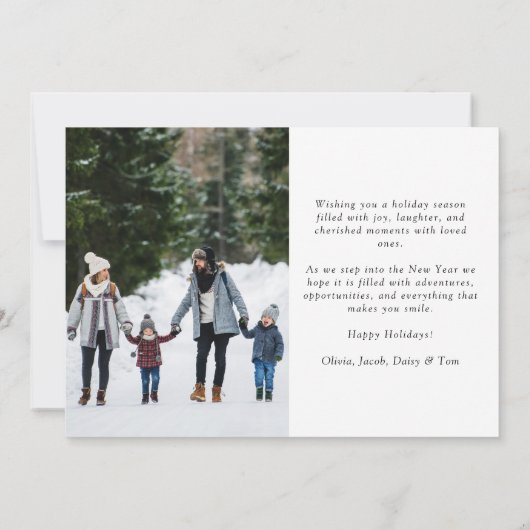 ミニマリスト2枚の写真とカリグラフィー メリークリスマス シーズンカード (裏面)