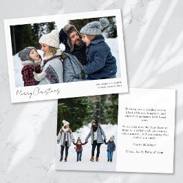 ミニマリスト2枚の写真とカリグラフィー メリークリスマス シーズンカード