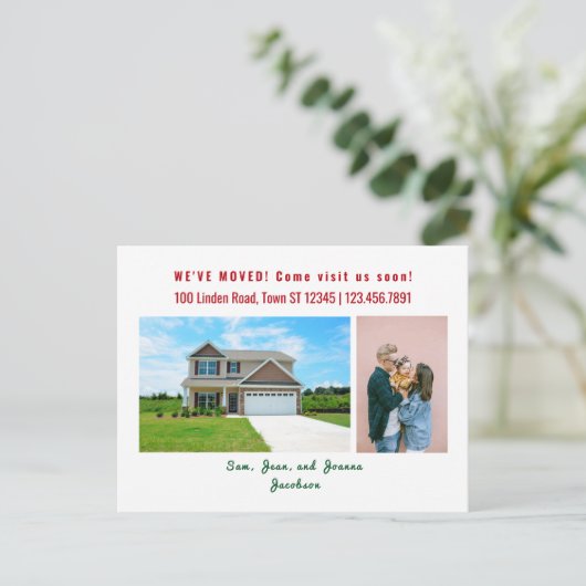 ミニマリスト2枚の写真を移動した動画の発表 ポストカード (スタンド正面)