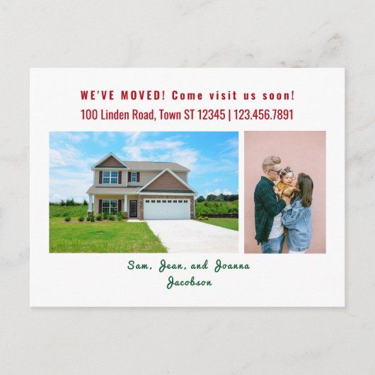 ミニマリスト2枚の写真を移動した動画の発表 ポストカード (正面)