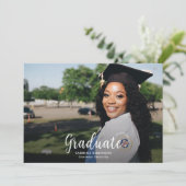 ミニマリスト2枚の写真卒業アナウンスメントカード 案内状 (スタンド正面)