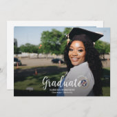 ミニマリスト2枚の写真卒業アナウンスメントカード 案内状 (正面/裏面)