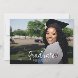 ミニマリスト2枚の写真卒業アナウンスメントカード 案内状