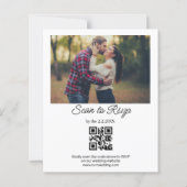 ミニマリスト2枚の写真QRコードRSVP結婚式招待状 (裏面)