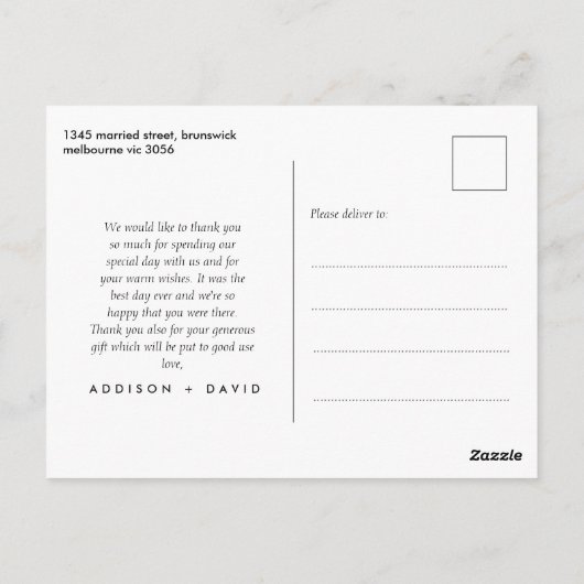 ミニマリスト2枚フォトスクリプトありがとうはがき ポストカード (裏面)