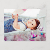 ミニマリスト2枚フォトファースト誕生日ありがとう ポストカード (裏面)