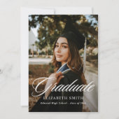 ミニマリスト2枚組写真付き卒業発表 招待状 (正面)