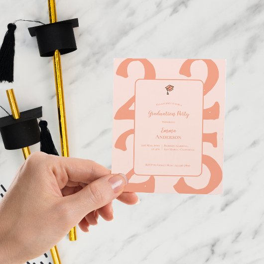 ミニマリスト2025卒業シンプルパーティの招待状 マグネット