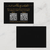 ミニマリスト2 QRウェディングRSVP詳細金ゴールドブラック エンクロージャーカード (正面/裏面)