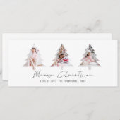 ミニマリスト3ツリーの形の写真メリークリスマス シーズンカード (正面/裏面)