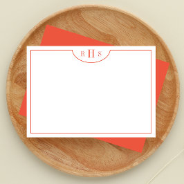 ミニマリスト3モノグラム縁ど1 |オレンジ ノートカード