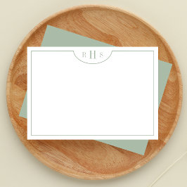 ミニマリスト3モノグラム縁ど1 | Sage Green ノートカード