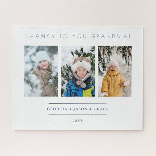 ミニマリスト3写真コラージュキープサケfor Family ジグソーパズル (横)