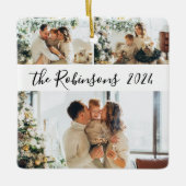 ミニマリスト3家族の写真コラージクリスマス セラミックオーナメント (正面)