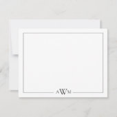 ミニマリスト3文字モノグラム縁ど ノートカード (正面)