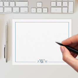 ミニマリスト3文字モノグラム縁ど ノートカード