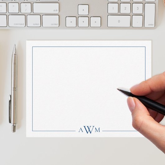 ミニマリスト3文字モノグラム縁ど ノートカード