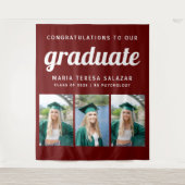 ミニマリスト3枚の写真卒業タペストリー |マルーン タペストリー (正面)