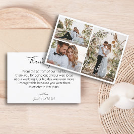 ミニマリスト3枚写真コラージュ結婚式サンクスカード 招待状