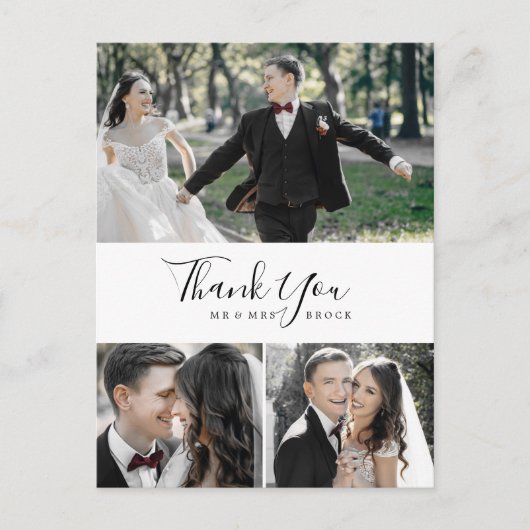 ミニマリスト3枚組写真コラージュ感謝の気持ちのポストカード ポストカード (正面)