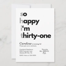 ミニマリスト31番目の誕生日招待状モダンテーマ