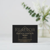 ミニマリスト3Dゴールドとブラックのハウスアイコン 名刺 (スタンド正面)