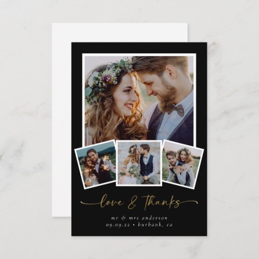 ミニマリスト4フォトラヴ感謝してい&結婚ズ サンキューカード (正面/裏面)