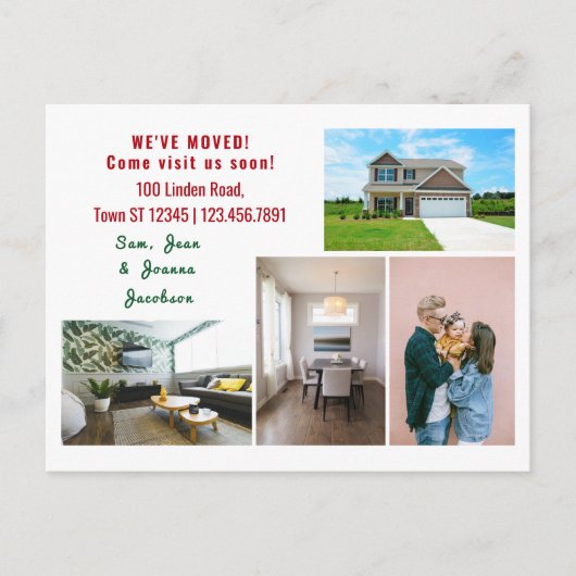 ミニマリスト4枚の写真を移動した動画の発表 ポストカード (正面)