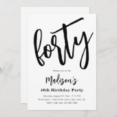 ミニマリスト40歳の誕生日招待状 | 40歳 招待状 (正面/裏面)