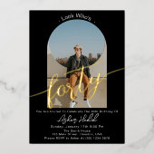 ミニマリスト40th誕生日パーティー金ゴールド 箔招待状 (正面)