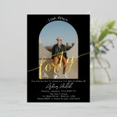 ミニマリスト40th誕生日パーティー金ゴールド 箔招待状 (立ち正面)