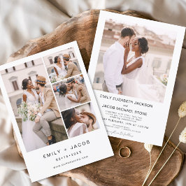 ミニマリスト5枚フォトホワ結婚イトエレガント 招待状