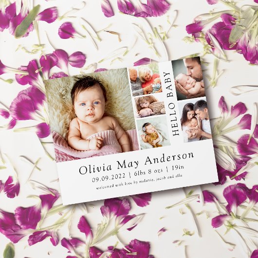 ミニマリスト6写真こんにちはベビー誕生のお知らせF チラシ