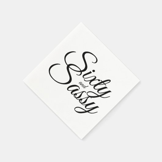 ミニマリスト60とサッシー60番目の白黒誕生日 スタンダードカクテルナプキン (角)