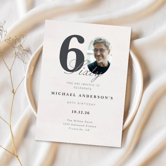 ミニマリスト60歳の誕生日招待状 招待状