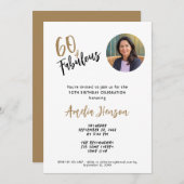 ミニマリスト60＆ファビュラス フォト 60歳の誕生日 招待状 (正面/裏面)