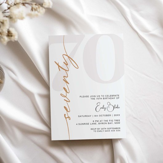 ミニマリスト70歳の誕生日パーティーへの招待 招待状