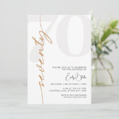 ミニマリスト70歳の誕生日パーティーへの招待 招待状 (スタンド正面)