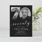 ミニマリスト70歳誕生日70枚の写真 招待状 (スタンド正面)