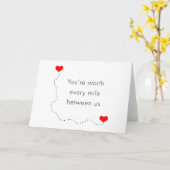 ミニマリスト「あなたは我々の間のあらゆるマイルに値する」 カード (黄色い花)