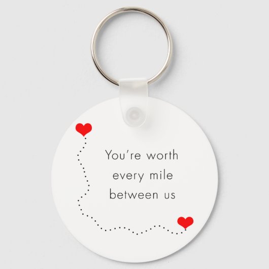 ミニマリスト「あなたは我々の間のあらゆるマイルに値する」 キーホルダー (正面)